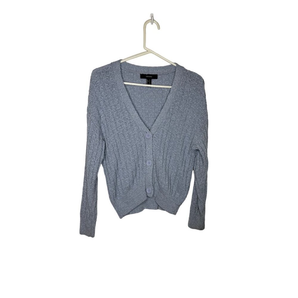 Forever 21 Knit Button Front Cardigan Sweater Blue S